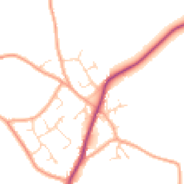 Daytime road noise heatmap for CM9 8NG