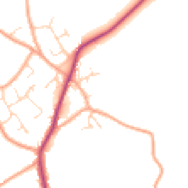 Daytime road noise heatmap for CM9 8NR