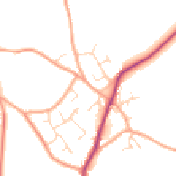 Daytime road noise heatmap for CM9 8PJ