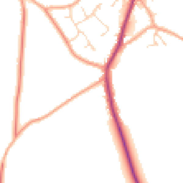 Daytime road noise heatmap for CM9 8PU