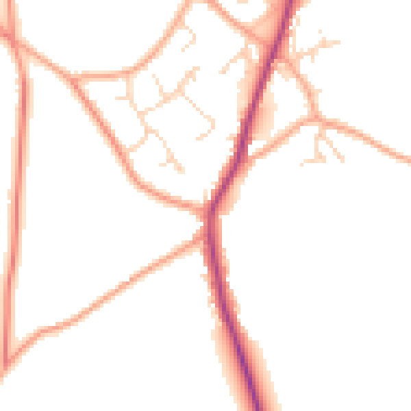 Daytime road noise heatmap for CM9 8PW