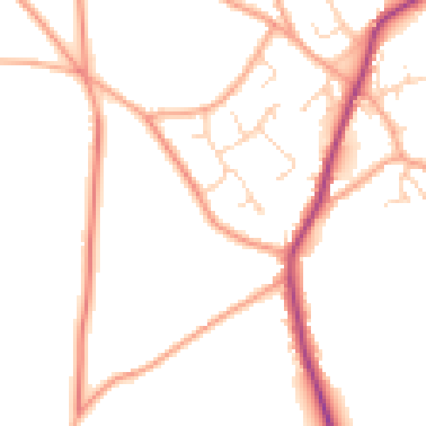 Daytime road noise heatmap for CM9 8PX
