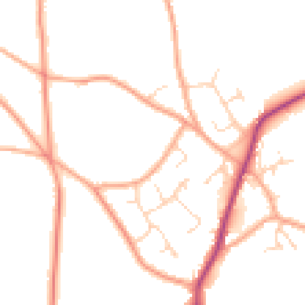 Daytime road noise heatmap for CM9 8PY