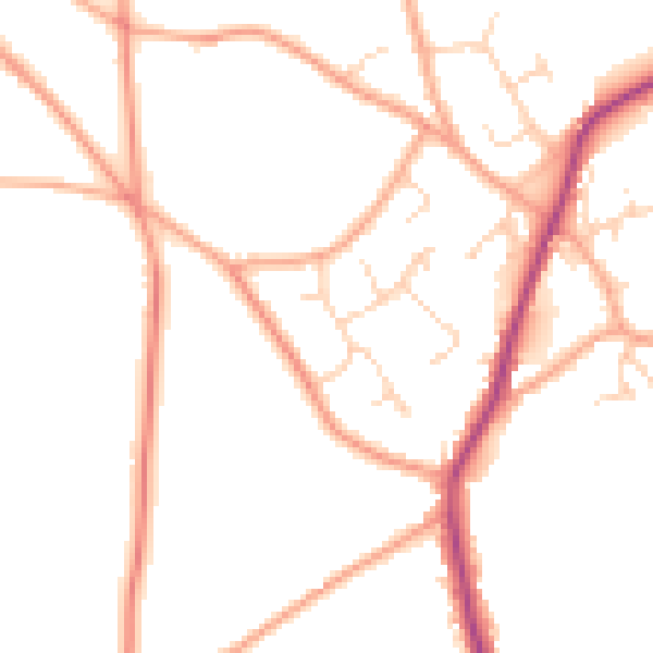 Daytime road noise heatmap for CM9 8PZ