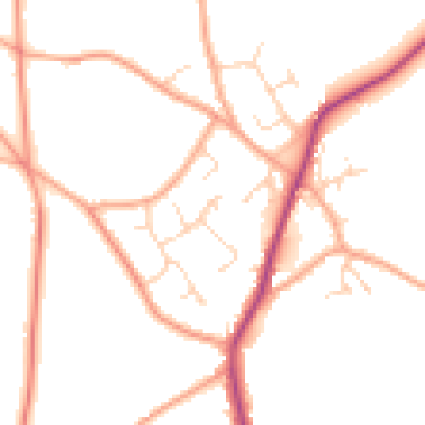 Daytime road noise heatmap for CM9 8QA