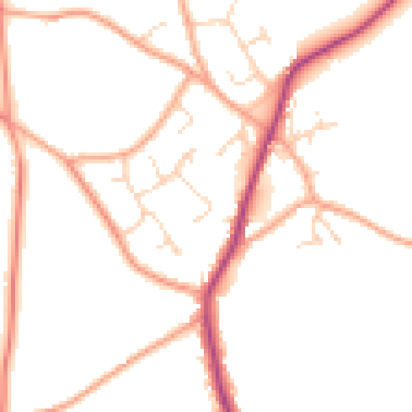 Daytime road noise heatmap for CM9 8UT