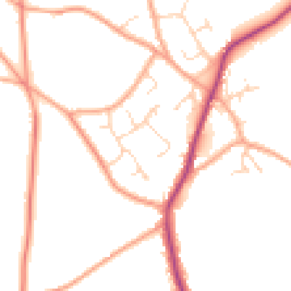 Daytime road noise heatmap for CM9 8UU