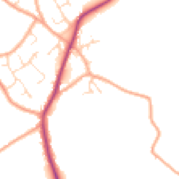 Daytime road noise heatmap for CM9 8XJ