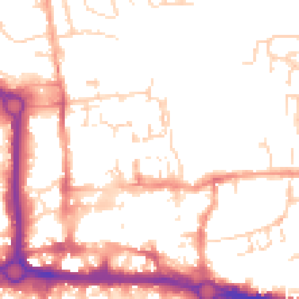 Daytime road noise heatmap for CO1 1AA