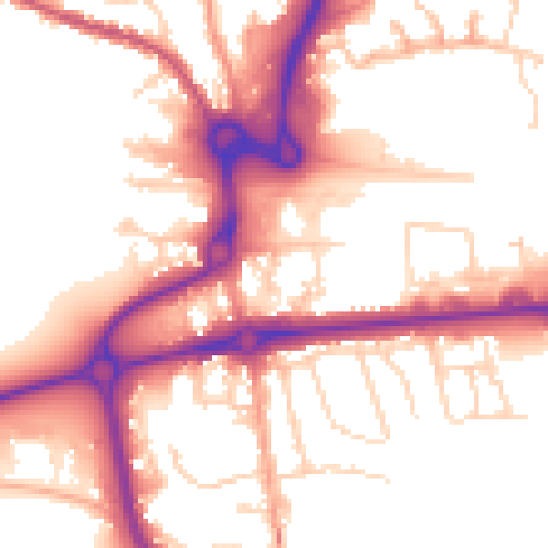 Daytime road noise heatmap for CO1 1AJ