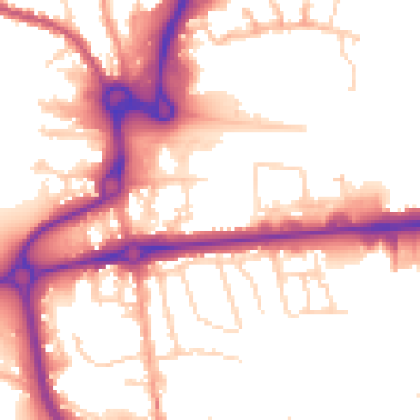 Daytime road noise heatmap for CO1 1AW