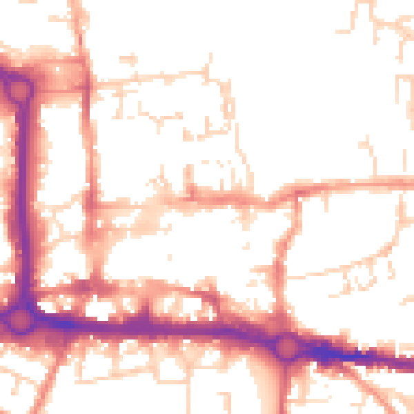 Daytime road noise heatmap for CO1 1DH