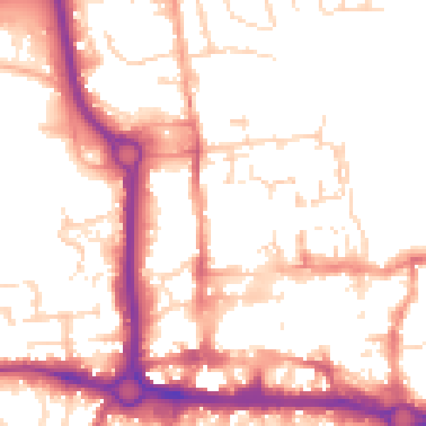 Daytime road noise heatmap for CO1 1DZ