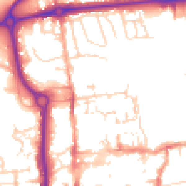 Daytime road noise heatmap for CO1 1ED