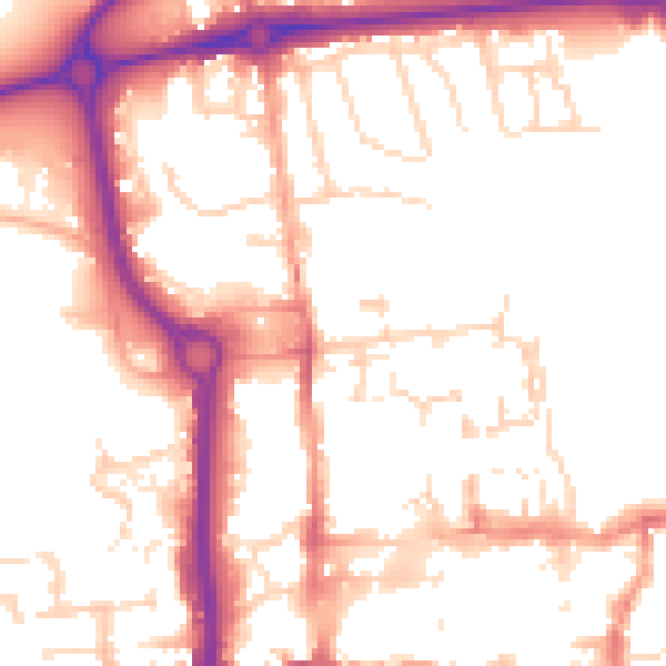Daytime road noise heatmap for CO1 1EE