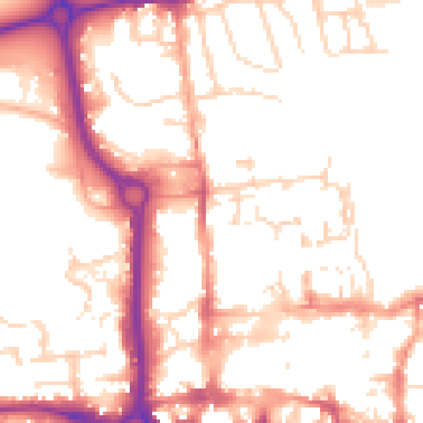 Daytime road noise heatmap for CO1 1EG