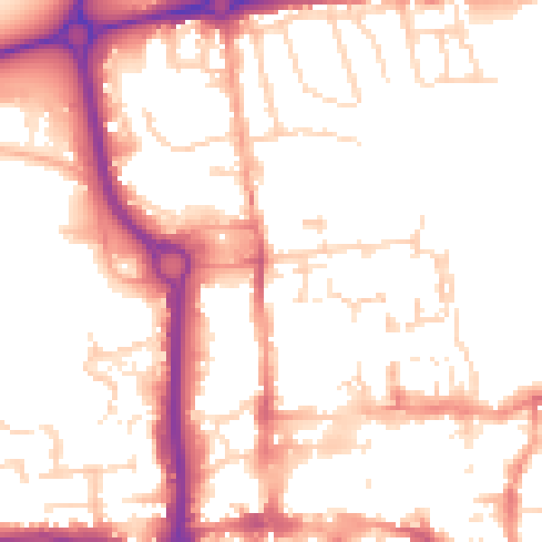 Daytime road noise heatmap for CO1 1EH