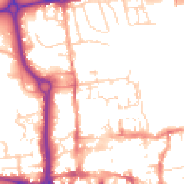 Daytime road noise heatmap for CO1 1EL