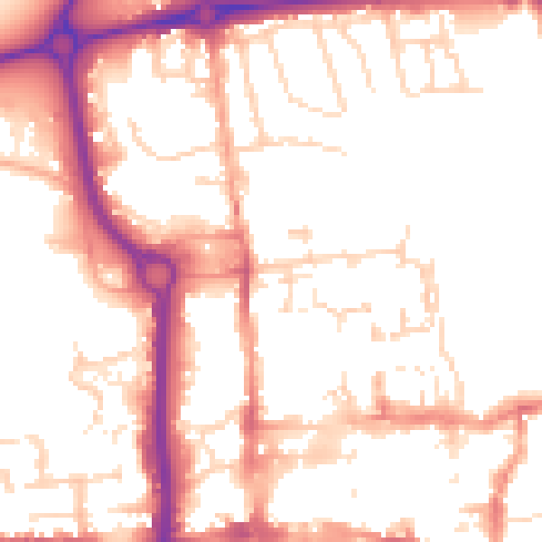 Daytime road noise heatmap for CO1 1EN