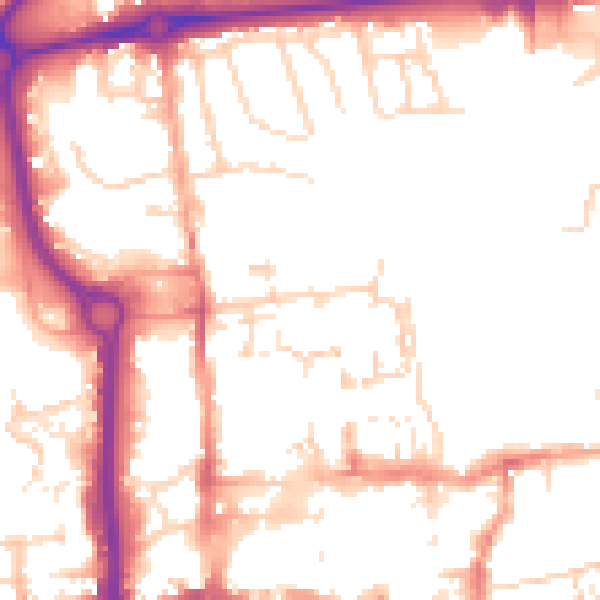 Daytime road noise heatmap for CO1 1EQ