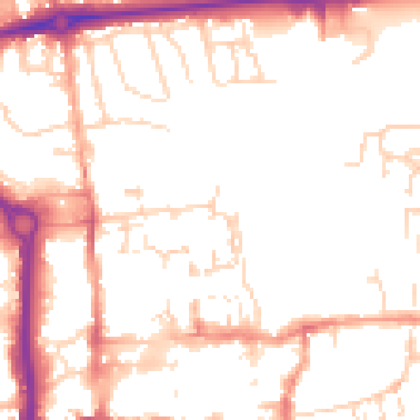 Daytime road noise heatmap for CO1 1ES