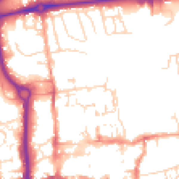Daytime road noise heatmap for CO1 1EW