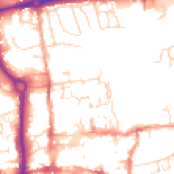 Daytime road noise heatmap for CO1 1EY