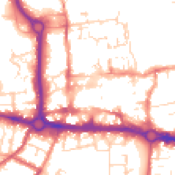Daytime road noise heatmap for CO1 1JG