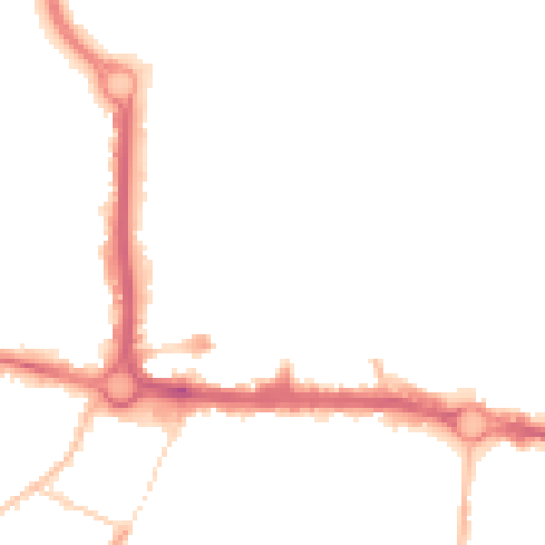 Night-time road noise heatmap for CO1 1JG