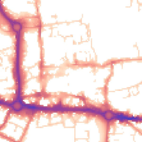 Daytime road noise heatmap for CO1 1JT