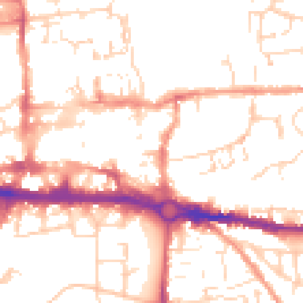 Daytime road noise heatmap for CO1 1LN