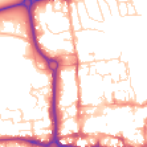 Daytime road noise heatmap for CO1 1QP
