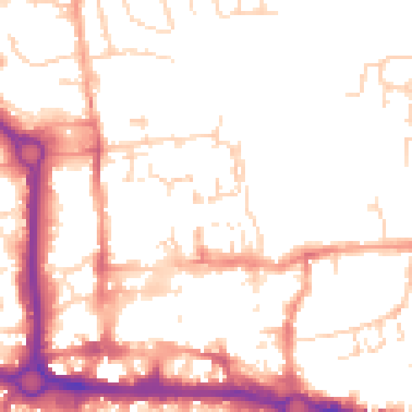 Daytime road noise heatmap for CO1 1TY