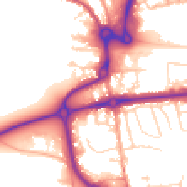Daytime road noise heatmap for CO1 1XA