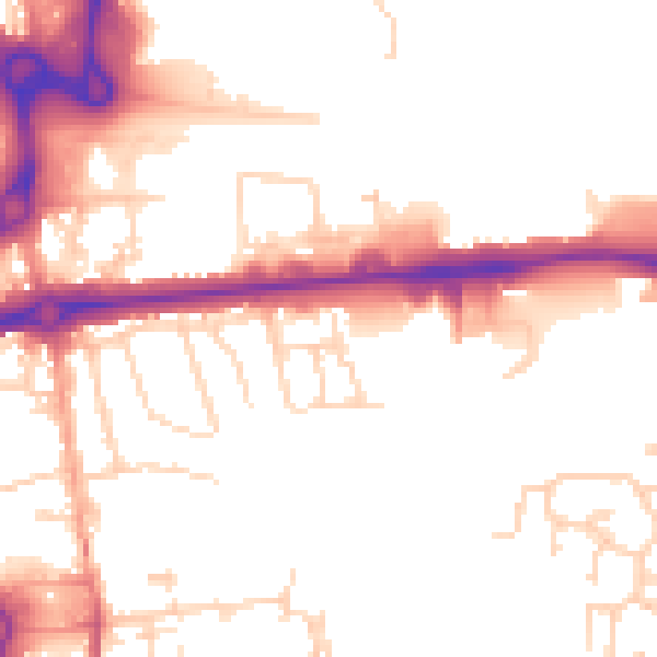 Daytime road noise heatmap for CO1 1XW