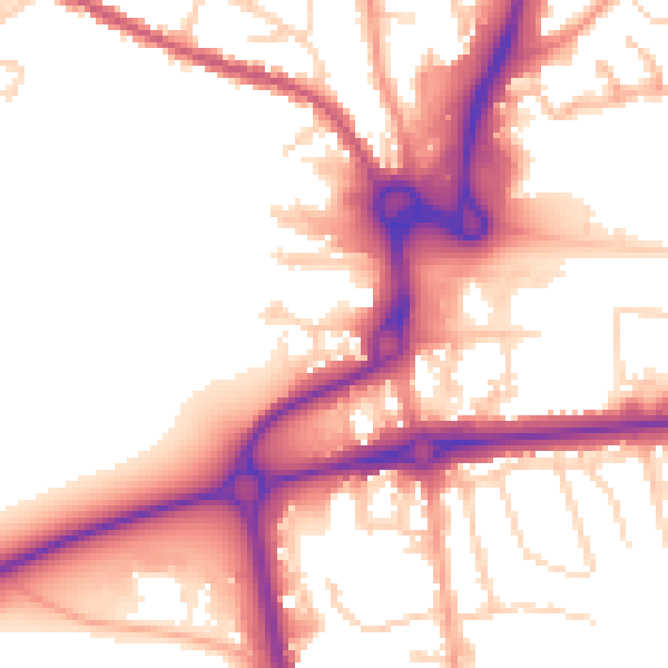 Daytime road noise heatmap for CO1 1ZP