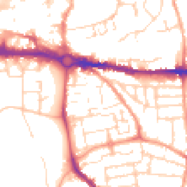 Daytime road noise heatmap for CO1 2AQ