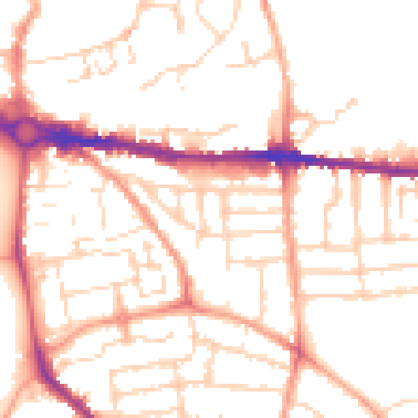 Daytime road noise heatmap for CO1 2BL