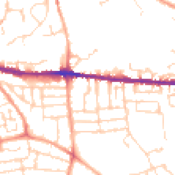 Daytime road noise heatmap for CO1 2DU