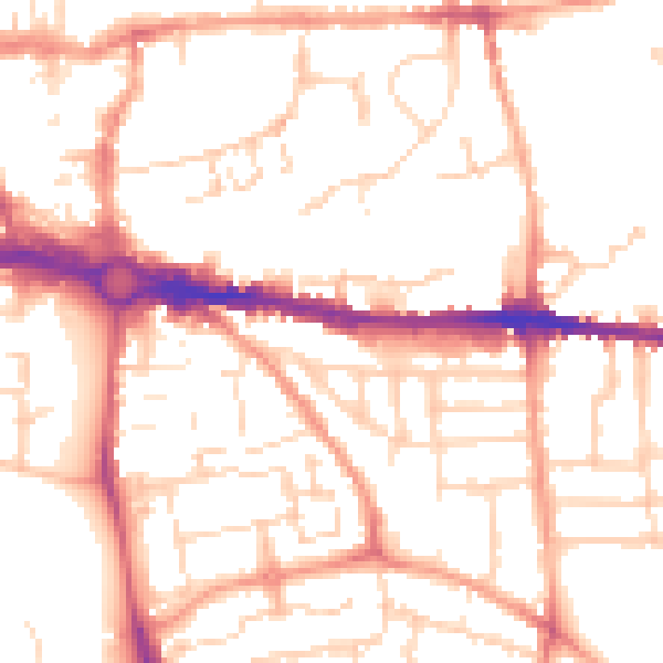 Daytime road noise heatmap for CO1 2FJ