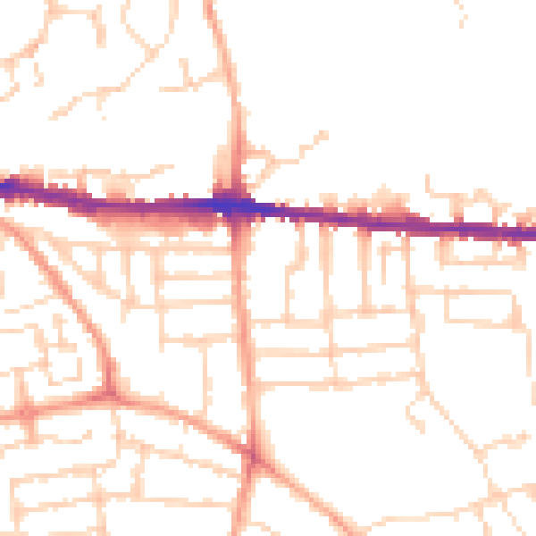 Daytime road noise heatmap for CO1 2FU