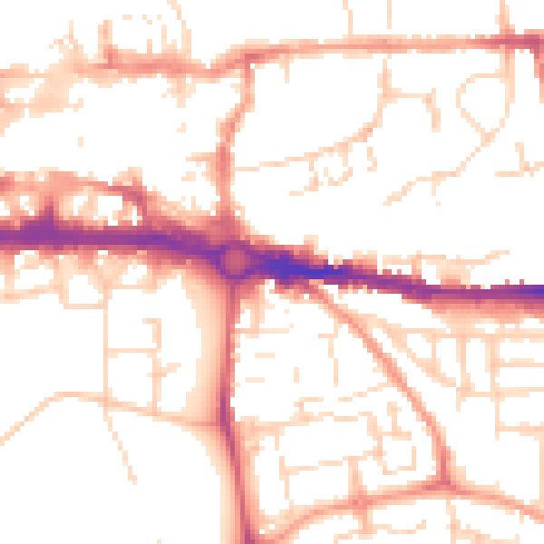 Daytime road noise heatmap for CO1 2JT