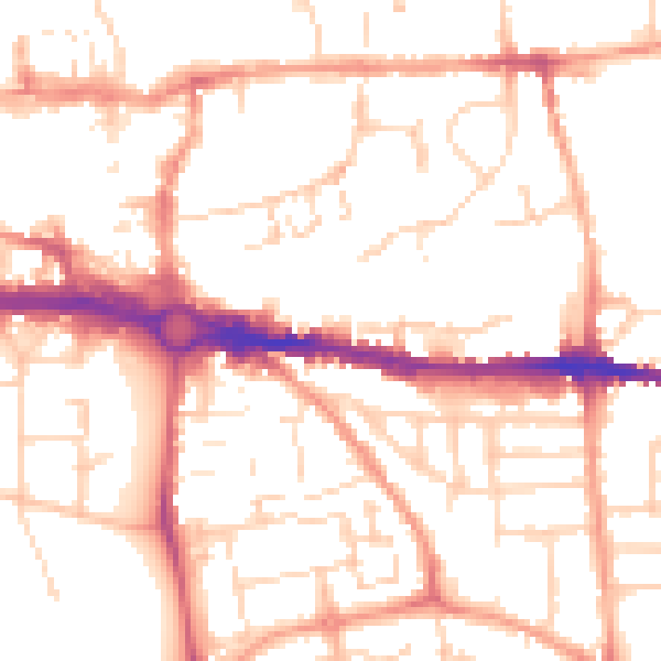 Daytime road noise heatmap for CO1 2JX
