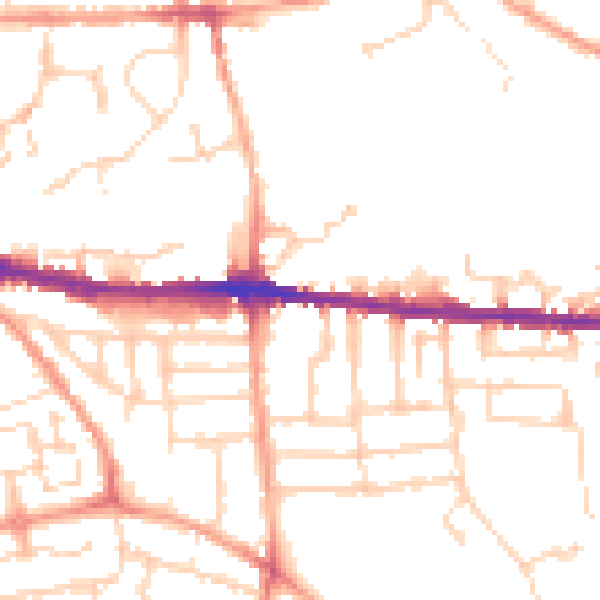 Daytime road noise heatmap for CO1 2LL