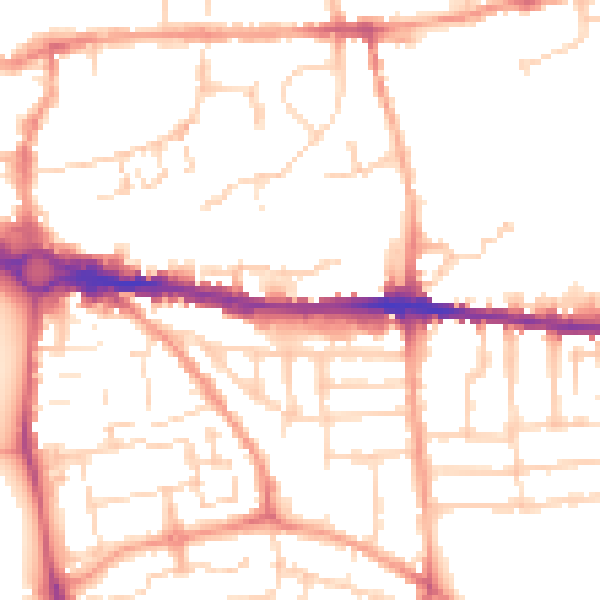 Daytime road noise heatmap for CO1 2LQ