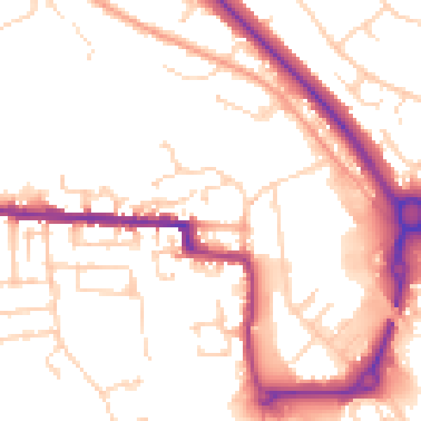Daytime road noise heatmap for CO1 2NR