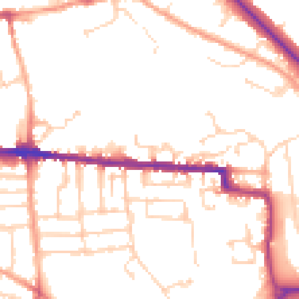 Daytime road noise heatmap for CO1 2NT