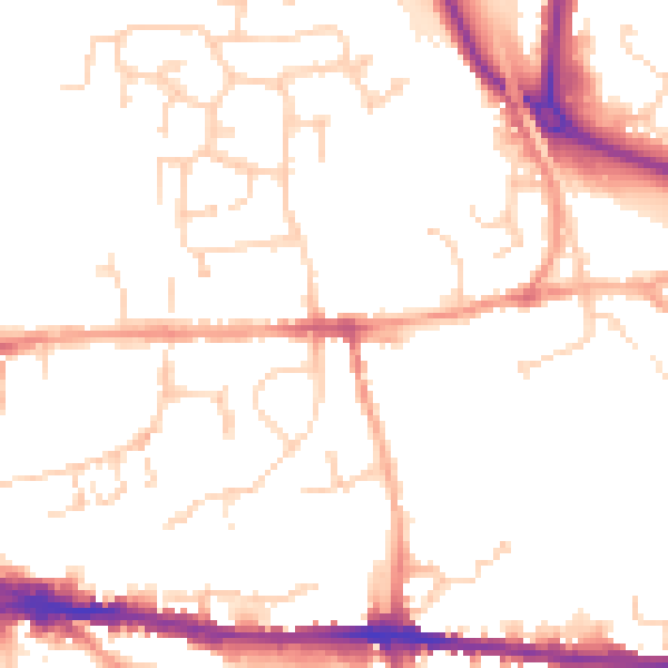 Daytime road noise heatmap for CO1 2QY
