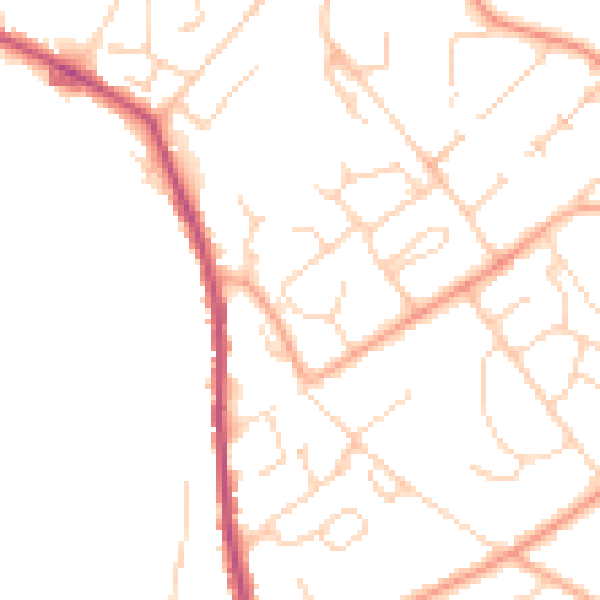 Daytime road noise heatmap for CO10 0DB