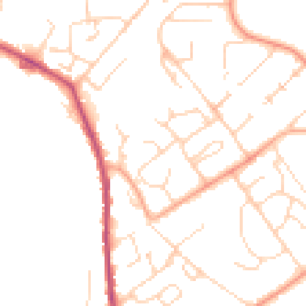 Daytime road noise heatmap for CO10 0DD